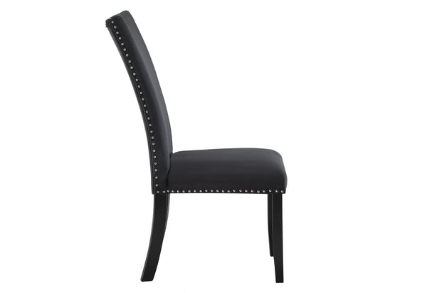Homeroots Set Of Two Luxurious Black Velvet Dining Side Chairs With Nailhead Trim For Elegant Seating   564877