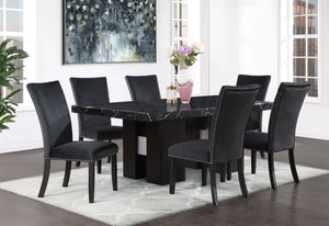 Homeroots Set Of Two Luxurious Black Velvet Dining Side Chairs With Nailhead Trim For Elegant Seating   564877