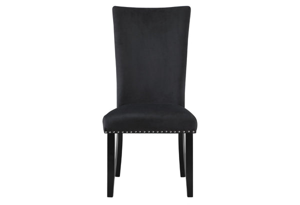 Homeroots Set Of Two Luxurious Black Velvet Dining Side Chairs With Nailhead Trim For Elegant Seating   564877