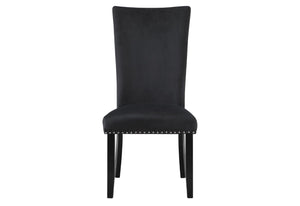 Homeroots Set Of Two Luxurious Black Velvet Dining Side Chairs With Nailhead Trim For Elegant Seating   564877