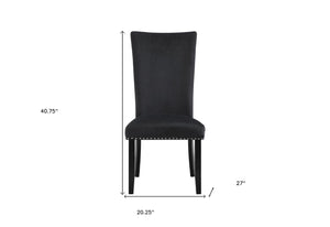 Homeroots Set Of Two Luxurious Black Velvet Dining Side Chairs With Nailhead Trim For Elegant Seating   564877