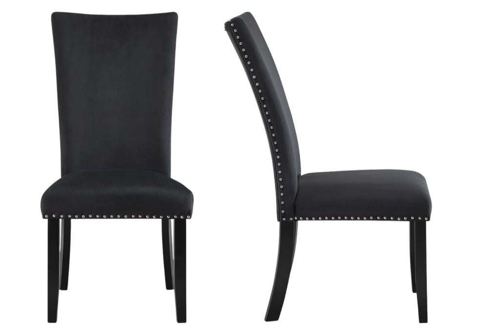 HomeRoots Set of Two Elegant Black Velvet Dining Side Chairs - Stylish Comfort for Modern Interiors 564877