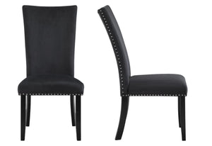 HomeRoots Set of Two Elegant Black Velvet Dining Side Chairs - Stylish Comfort for Modern Interiors 564877