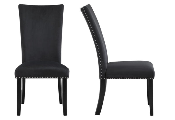 HomeRoots Set of Two Elegant Black Velvet Dining Side Chairs - Stylish Comfort for Modern Interiors 564877