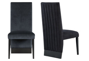 HomeRoots Set of Two Elegant Black Velvet Dining Side Chairs - Modern Comfort for Any Space & Style 564878