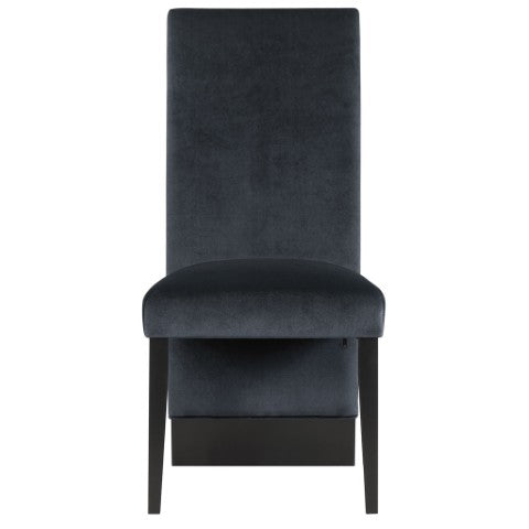 Homeroots Set Of Two Luxurious Black Velvet Dining Side Chairs With Nailhead Trim For Elegant Seating   564878