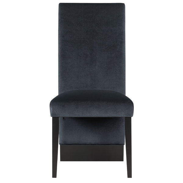 Homeroots Set Of Two Luxurious Black Velvet Dining Side Chairs With Nailhead Trim For Elegant Seating   564878