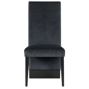 Homeroots Set Of Two Luxurious Black Velvet Dining Side Chairs With Nailhead Trim For Elegant Seating   564878