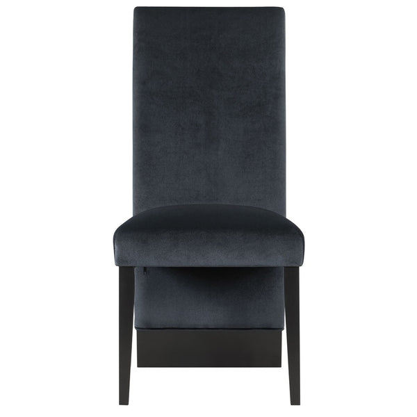Homeroots Set Of Two Luxurious Black Velvet Dining Side Chairs With Nailhead Trim For Elegant Seating   564878