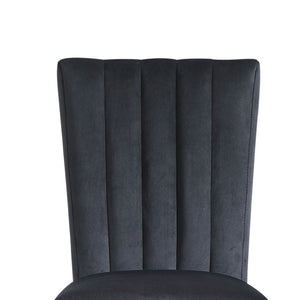 Homeroots Set Of Two Luxurious Black Velvet Dining Side Chairs With Nailhead Trim For Elegant Seating   564883