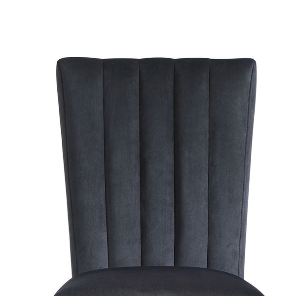 Homeroots Set Of Two Luxurious Black Velvet Dining Side Chairs With Nailhead Trim For Elegant Seating   564883