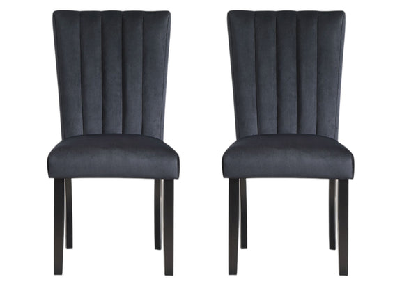 HomeRoots Set of Two Black Upholstered Velvet Dining Side Chairs – Modern Elegance for Any Space, Versatile Seating 564883