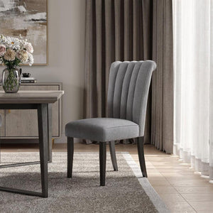 HomeRoots Gray Velvet Dining Side Chair - Elegant Tufted Design, Armless Comfort & Versatile for Any Space 564884