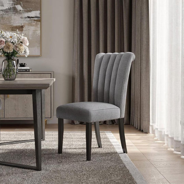 HomeRoots Gray Velvet Dining Side Chair - Elegant Tufted Design, Armless Comfort & Versatile for Any Space 564884
