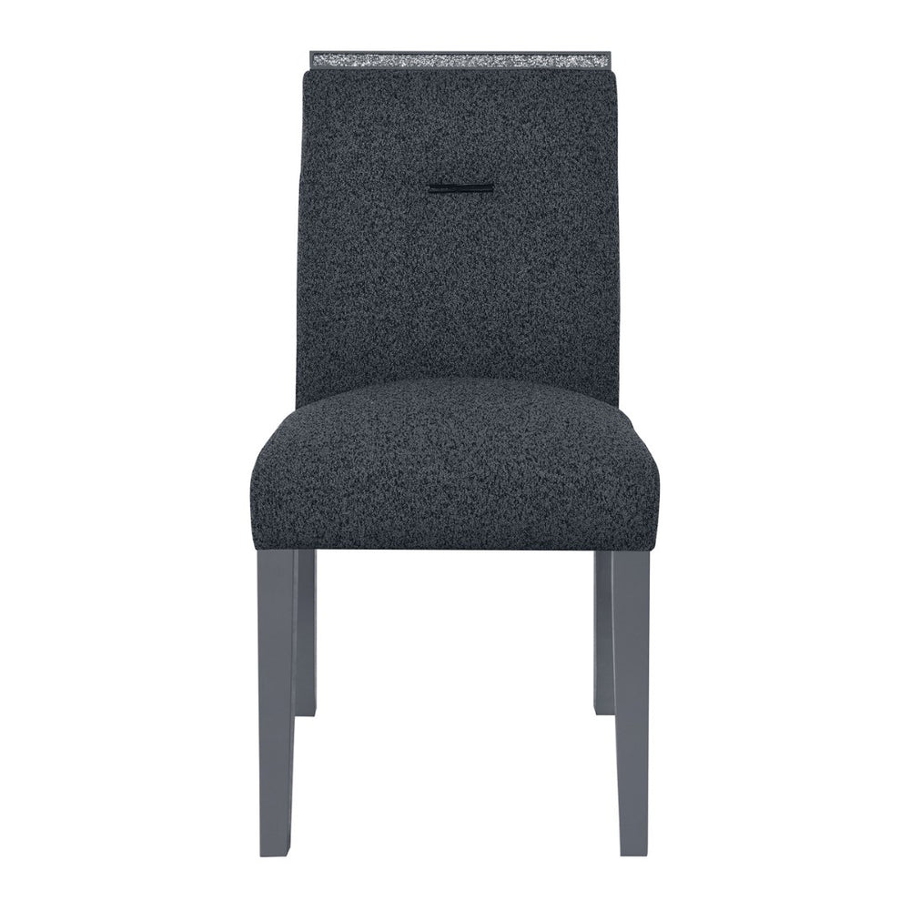 HomeRoots Dark Gray Upholstered Side Chair with Faux Crystal Accent - Stylish, Comfortable, Versatile Seating 564887