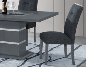 HomeRoots Dark Gray Upholstered Side Chair with Faux Crystal Accent - Stylish, Comfortable, Versatile Seating 564887