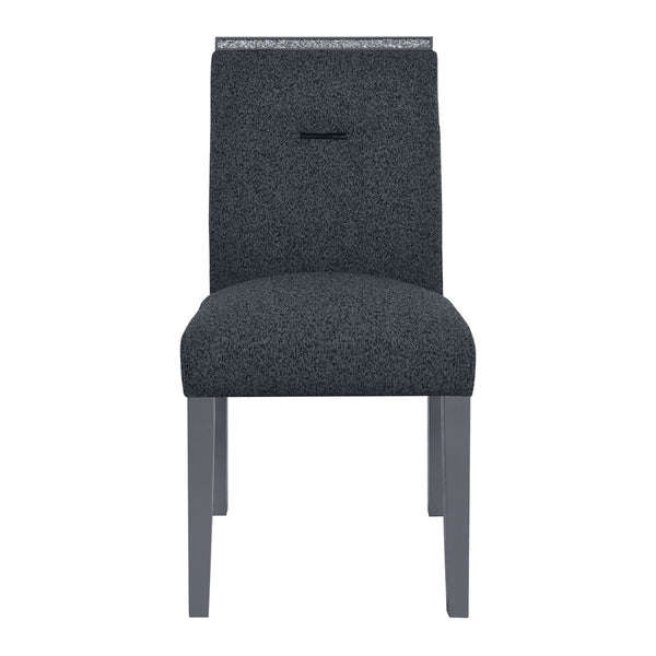 HomeRoots Dark Gray Upholstered Side Chair with Faux Crystal Accent - Stylish, Comfortable, Versatile Seating 564887