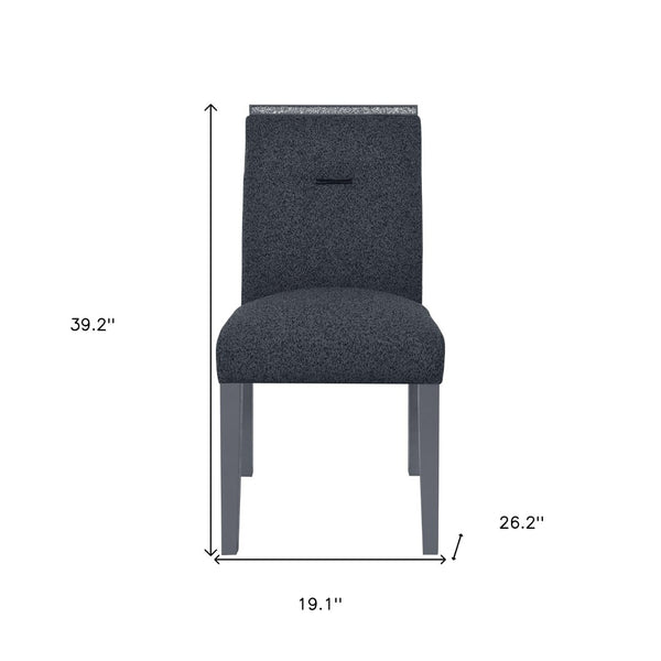 HomeRoots Dark Gray Upholstered Side Chair with Faux Crystal Accent - Stylish, Comfortable, Versatile Seating 564887