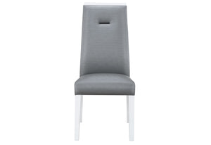 Homeroots Set Of Two Stylish Gray And White Upholstered Faux Leather Dining Chairs For Versatile Seating   564888
