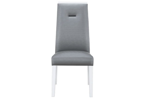 Homeroots Set Of Two Stylish Gray And White Upholstered Faux Leather Dining Chairs For Versatile Seating   564888