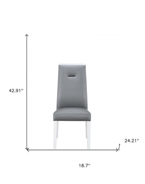Homeroots Set Of Two Stylish Gray And White Upholstered Faux Leather Dining Chairs For Versatile Seating   564888