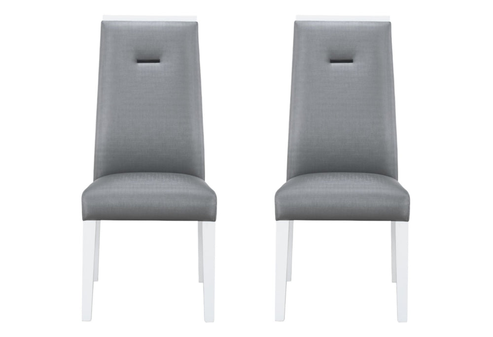 HomeRoots Set of Two Stylish Gray and White Faux Leather Side Chairs – Modern Accent Seating for Any Space 564888