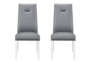 HomeRoots Set of Two Stylish Gray and White Faux Leather Side Chairs – Modern Accent Seating for Any Space 564888