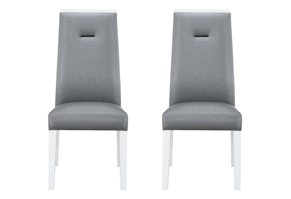 HomeRoots Set of Two Stylish Gray and White Faux Leather Side Chairs – Modern Accent Seating for Any Space 564888