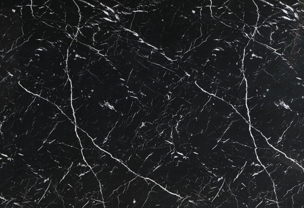 HomeRoots 70" Black Faux Marble Dining Table with Wood Double Pedestal Base - Sleek, Modern & Durable Design 564892