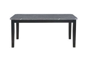 HomeRoots 66" Dark Gray Faux Marble and Wood Dining Table - Modern Elegance for Stylish Gatherings & Meals 564897