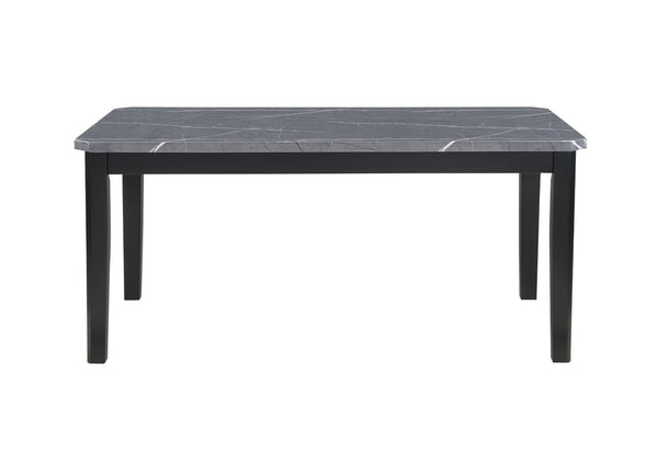 HomeRoots 66" Dark Gray Faux Marble and Wood Dining Table - Modern Elegance for Stylish Gatherings & Meals 564897