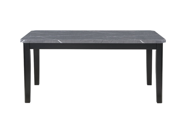 HomeRoots 66" Dark Gray Faux Marble and Wood Dining Table - Modern Elegance for Stylish Gatherings & Meals 564897