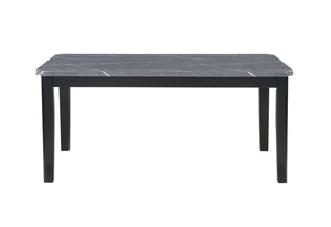 HomeRoots 66" Dark Gray Faux Marble and Wood Dining Table - Modern Elegance for Stylish Gatherings & Meals 564897