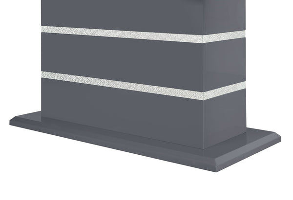 HomeRoots 79" Dark Gray Faux Crystal Glass Dining Table with Stylish Wood Base – Seats 6 for Effortless Elegance 564901