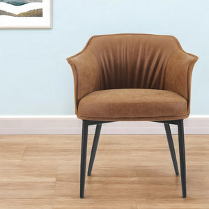 Homeroots 25" Brown And Black Faux Leather Distressed Arm Chair   564904