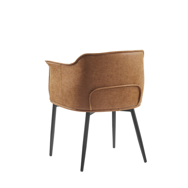 Homeroots 25" Brown And Black Faux Leather Distressed Arm Chair   564904