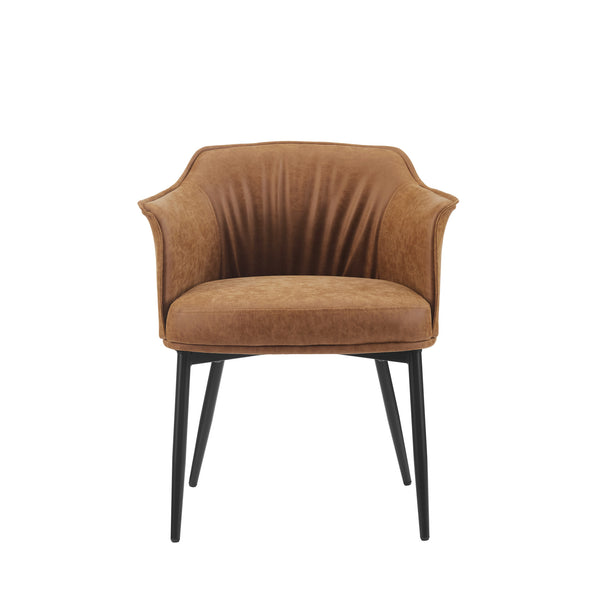 Homeroots 25" Brown And Black Faux Leather Distressed Arm Chair   564904