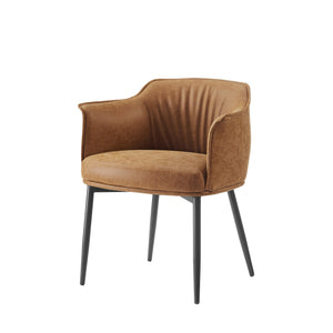 Homeroots 25" Brown And Black Faux Leather Distressed Arm Chair   564904