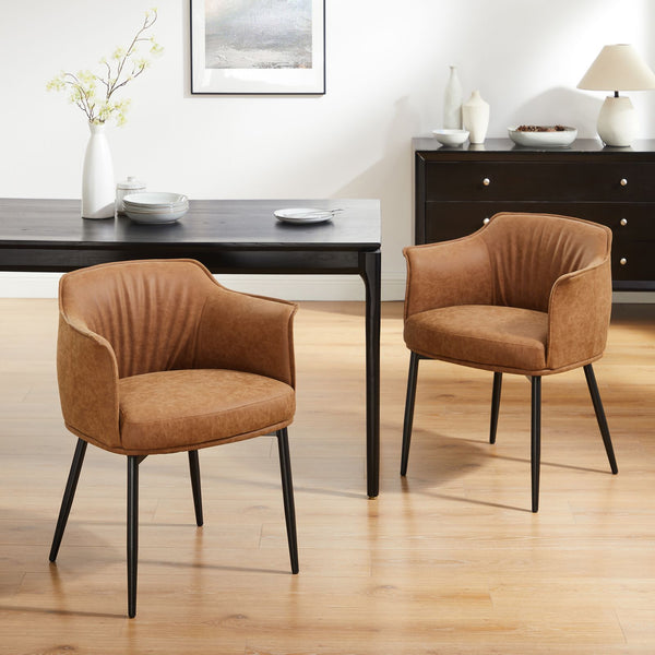 Homeroots 25" Brown And Black Faux Leather Distressed Arm Chair   564904