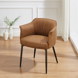 Homeroots 25" Brown And Black Faux Leather Distressed Arm Chair   564904