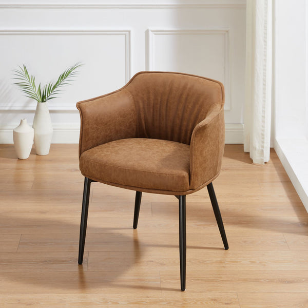 Homeroots 25" Brown And Black Faux Leather Distressed Arm Chair   564904