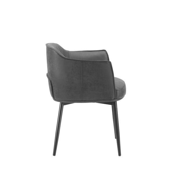 Homeroots 25" Charcoal And Black Faux Leather Distressed Arm Chair   564905