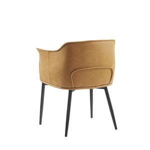 Homeroots 25" Camel And Black Faux Leather Distressed Arm Chair   564906