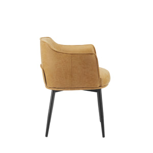 Homeroots 25" Camel And Black Faux Leather Distressed Arm Chair   564906