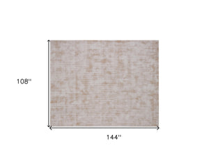 Homeroots 9' X 12' Champagne Hand Loomed Area Rug  Viscose 564908