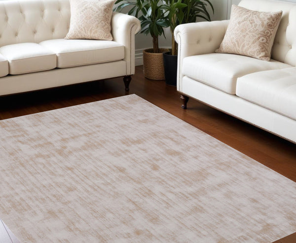Homeroots 9' X 12' Champagne Hand Loomed Area Rug  Viscose 564908