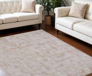 Homeroots 10' X 14' Champagne Hand Loomed Area Rug  Viscose 564909