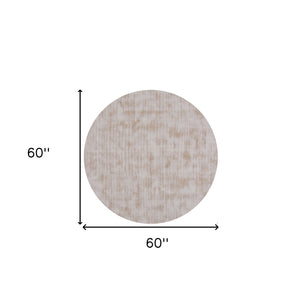 Homeroots 5' Champagne Round Hand Loomed Area Rug  Viscose 564910