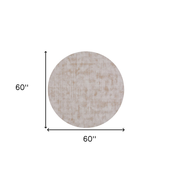 Homeroots 5' Champagne Round Hand Loomed Area Rug  Viscose 564910