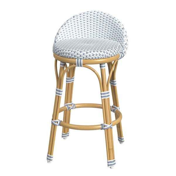 Butler Specialty Tobias Outdoor Rattan And Metal Dining Side Chair – Chic Coastal Style For Your Patio Oasis White And Sky Blue Dot Aluminum,Polyethylene (Pe) Rattan Weave 5649194-butler